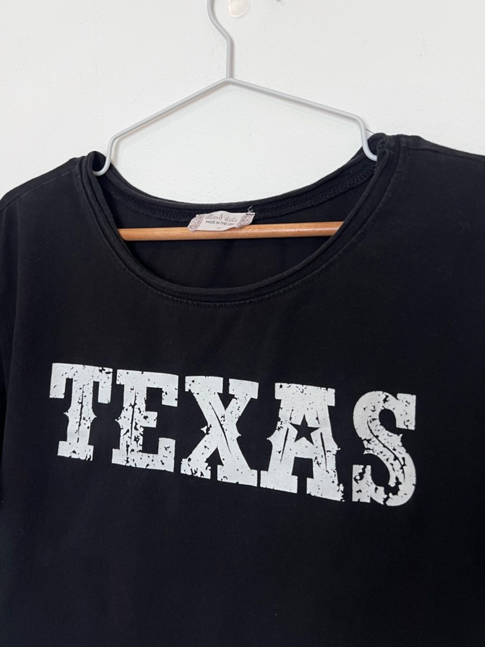 Texas Graphic Cropped Tee Black Made in USA Size M - Picture 4 of 7